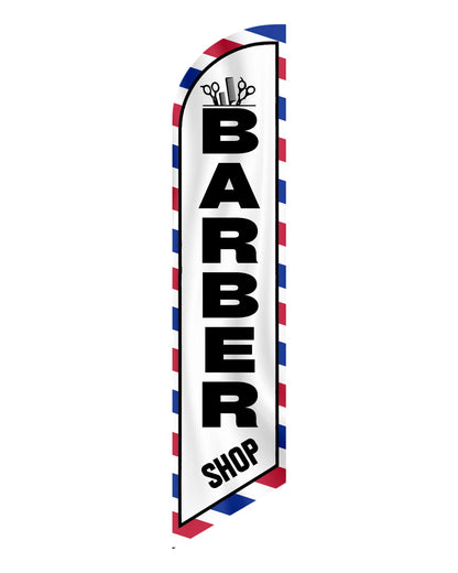 12x2.5 Feet Tall Feather Flags "Barber Shop" - Advertising Replacement Feather Banner - Single Sided Feathers Banners Barber Themed - Advertising Flag with Polyester - Flagpole is Not Included