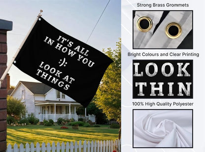 3x5 Feet Inspirational Positive Quotes "It’s All In How You Look At Things" Wall Flags - Motivational Entrepreneur Poster Prints - Wall Flag for Indoor and Outdoor - Improvement Wall Decor for Home