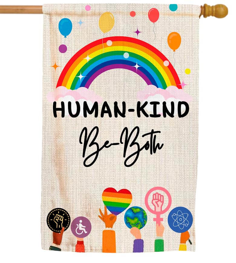 12x18 Inches Human Kind Be Both Polyester Flags - Double Sided Welcome Garden Flag Yard Outdoor Farmhouse Decorations - Be Kind Flag Gift for Families Friends - Indigenous People Garden Flag for Yard