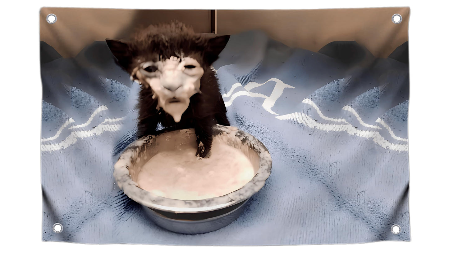 3×5 ft Funny Kitten in Sour Cream Meme Banner Flag