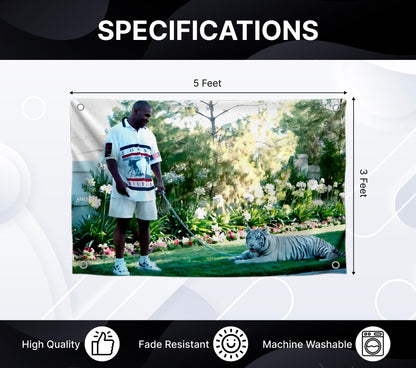 Banner Flag 3×4 FT, Boxer with Tiger Art, 4 Grommets