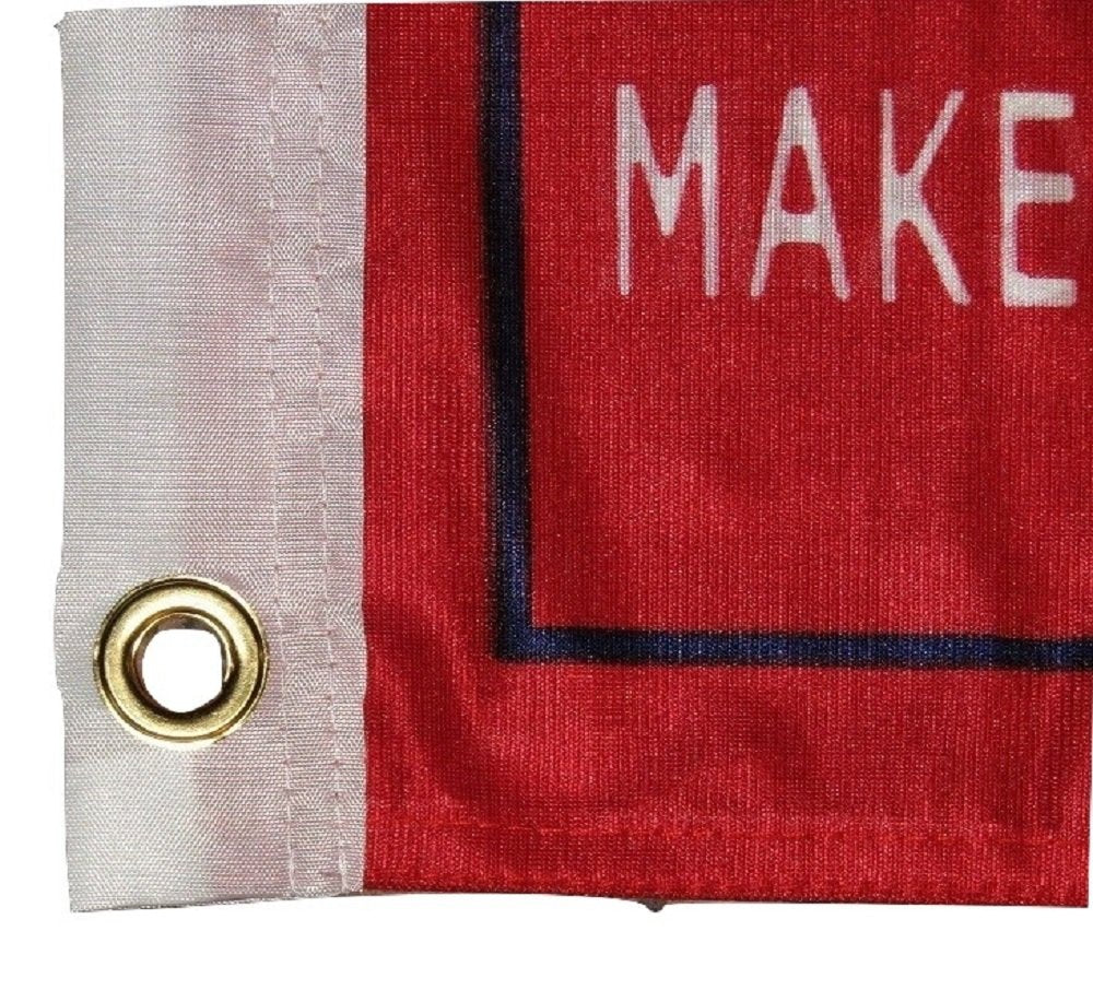 AES 12x18 President Trump Make America Great Red 2ply Double Sided 12"x18" Flag House Banner Brass Grommets Fade Resistant Double Stitched Premium Quality Polyester Nylon