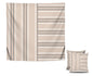 Set of 2 Decorative Throw Pillow Covers 18x18 Inches - Decorative Farmhouse in Linen Throw Pillow Case - Boho Textured Pillow Case - Beige with White and Gray Stripe - Cushion Cover for Sofa or Couch