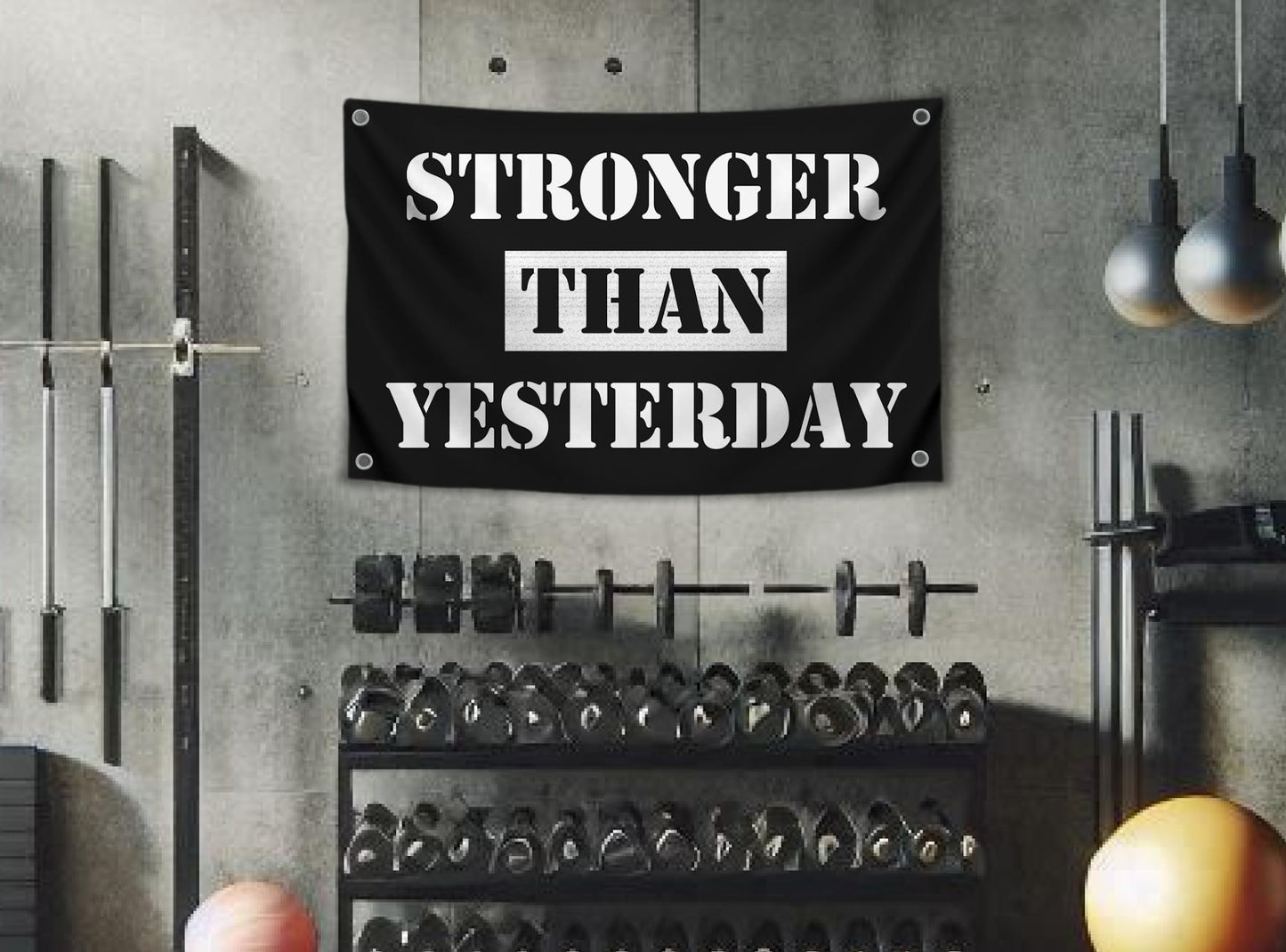 3x5 Feet Stronger Than Yesterday Flags with 4 Brass Grommets - Motivational Fitness Inspirational Flag for Home or Gym - Stay Motivated with Cool Motivation Banner - Wall Office Poster Decor