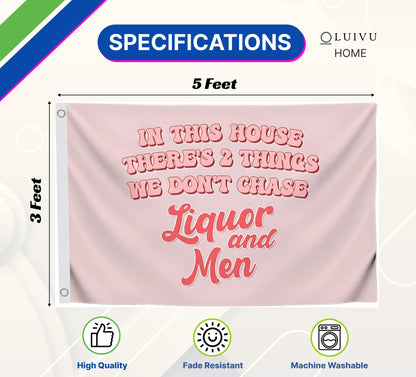 3x5 FT Liquor and Men Flag - Meme Tapestries Funny Single Sided Flag Banners for Room Teen - Funny Tapestry for Bedroom - Wall Flags for College Poster Room Decor - Twitter Quote Tapestry for Girls