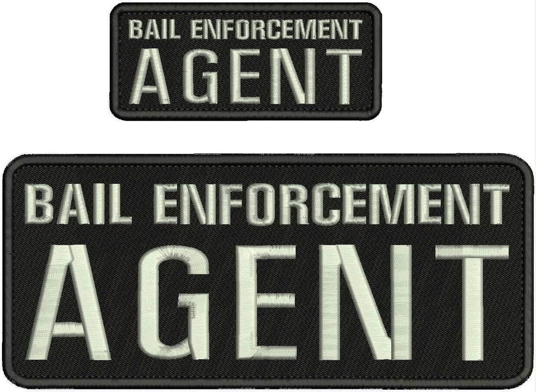 SMLTH Quality Embroidery Patch 4x10 & 2x5 Hook On Back Blk/Silver - Bail Enforcement Agent
