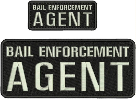 SMLTH Quality Embroidery Patch 4x10 & 2x5 Hook On Back Blk/Silver - Bail Enforcement Agent