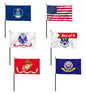 Set of 6 Military Branch Armed Forces Service Miniature Flag - 10X15 CM American Flag Banners for Desk Set - Polyester Small Mini Military Stick Flags - Party Events Celebration Decorations Supplies