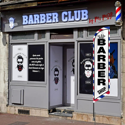 12x2.5 Feet Tall Feather Flags "Barber Shop" - Advertising Replacement Feather Banner - Single Sided Feathers Banners Barber Themed - Advertising Flag with Polyester - Flagpole is Not Included