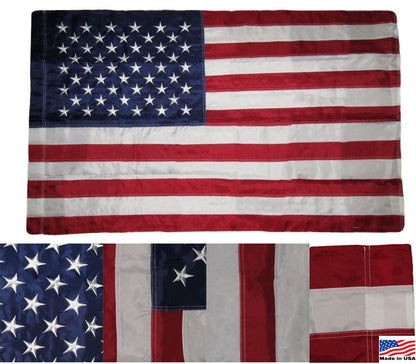 AES 3x5 Embroidered USA American Pole Sleeve Nylon Flag 3'x5' (Made in USA) Fade Resistant Double Stitched Premium Quality