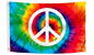 3x5 Feet Peace TieDye Polyester Flag with 2 Brass Grommets - Garden Decor Porch Lightweight Flag Rainbow Hippie Flags For Outdoors Decorative - World Peace Symbol Banner - Single Sided Home Wall Flags
