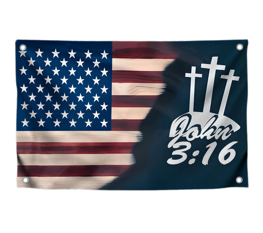 3x5 Ft Jesus American Flags Polyester John 3 16 with Two Brass Grommets - Faith Over Fear House Yard Decor Banner - Christian Jesus Easter Outdoor or Indoor Flag - Jesus Americane Flag for 4th of July
