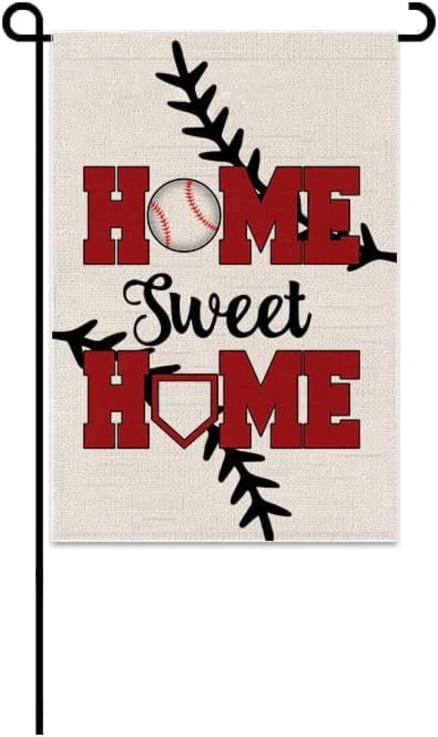 Double Sided Summer and Spring Garden Flag - Baseball Home Sweet Home House Flag - Seasonal Large Outdoor Yard Flags of Burlap - Bat Ball Sport Flag Burlap Yard Outdoor Decorative