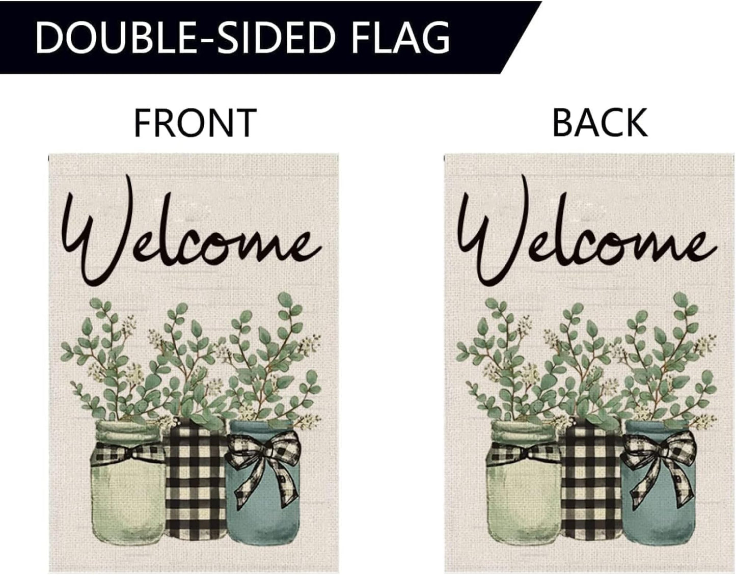 28x40 Inch Double Sided Spring and Summer Garden Flag - Seasonal Large Outdoor Polyester Flags of Burlap - Plaid Welcome Yard Outdoor Flag - Hello Summer and Spring Banner Holiday Flags Outdoor Décor