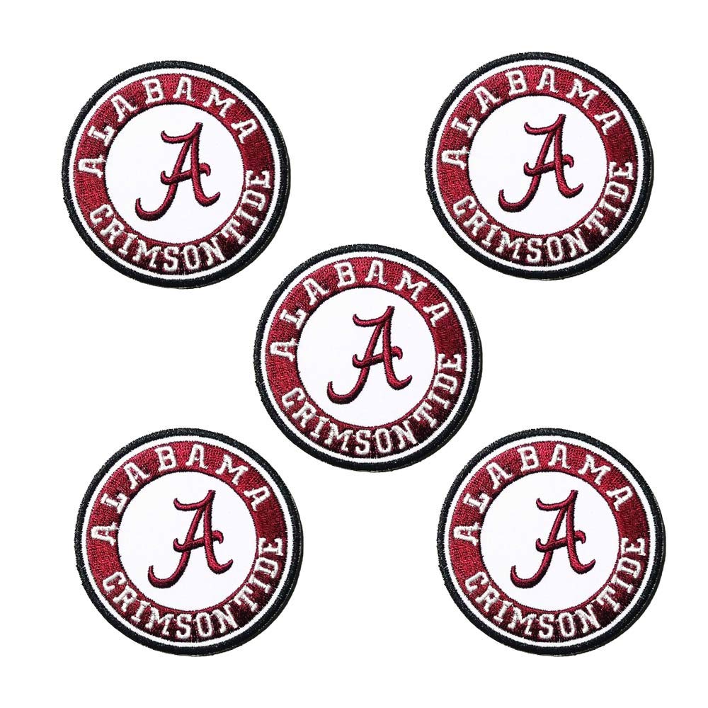 5Pcs Iron On Sew On Patch for Alabama Crimson Tide Embroidered Decoration Patches for Jeans Jacket Clothing Handbag Shoes Caps (2.4'')