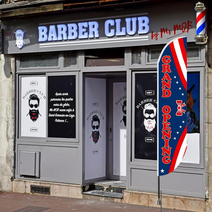 12x2.5 Feet Tall Feather Polyester Flags "Grand Opening" - Outdoor Business Advertising Tall Flag - Single Sided Feathers Banners Opening Themed - Organization Swooper Flag - Flagpole is Not Included