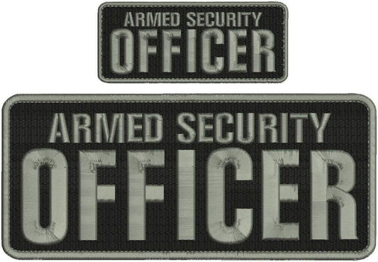 SMLTH Quality Grey Embroidery Patch 4x10 & 2x5 Hook - Armed Security Officer
