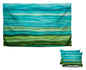 Set of 2 Decorative Throw Pillow Covers 12x20 Inches - Teal Blue Green Pillow Covers in Linen - Watercolor Aqua Waves Brush Lumbar Pillow Cases - Abstract Striped Sea Splash Throw Pillows