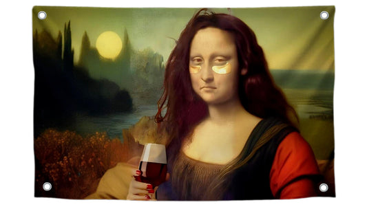 3x5 Ft Tired Mona Lisa Meme Polyester Single Sided Flag with 4 Grommets - Durable Man Cave Wall Flag for College Dorm Decor Tapestry - Mem Flags for Outdoor and Indoor - Cool Flags for Decor Boys Room