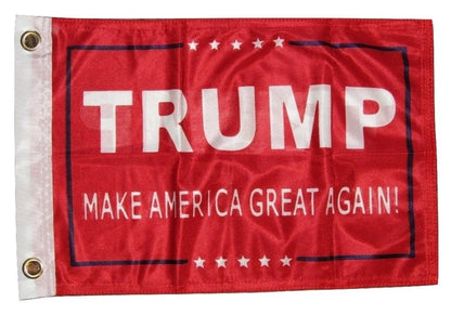 AES 12x18 President Trump Make America Great Red 2ply Double Sided 12"x18" Flag House Banner Brass Grommets Fade Resistant Double Stitched Premium Quality Polyester Nylon