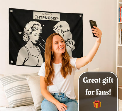 3х5 Ft Humorous Polyester Flag "The Power of Hypnosis" with Four Brass Grommets - Positive Poster for Men and Women - Parts of your Interior for Any Atmosphere and Place - Decor for Room Office Study