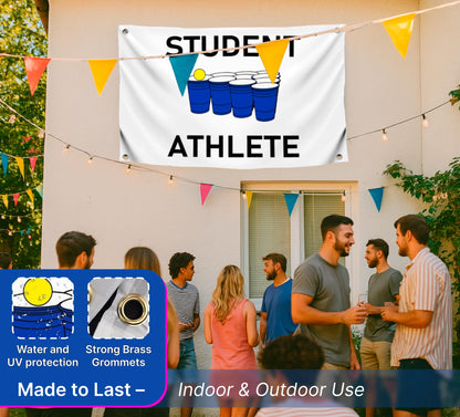 3x5 Feet Student Athlete College Polyester Flag - Dorm Room Banner Indoor and Outdoor with 4 Grommets - College Dorm Room Frat Wall Outdoor Hanging Single Sided Flags - Funny Poster and Cool Tapestry