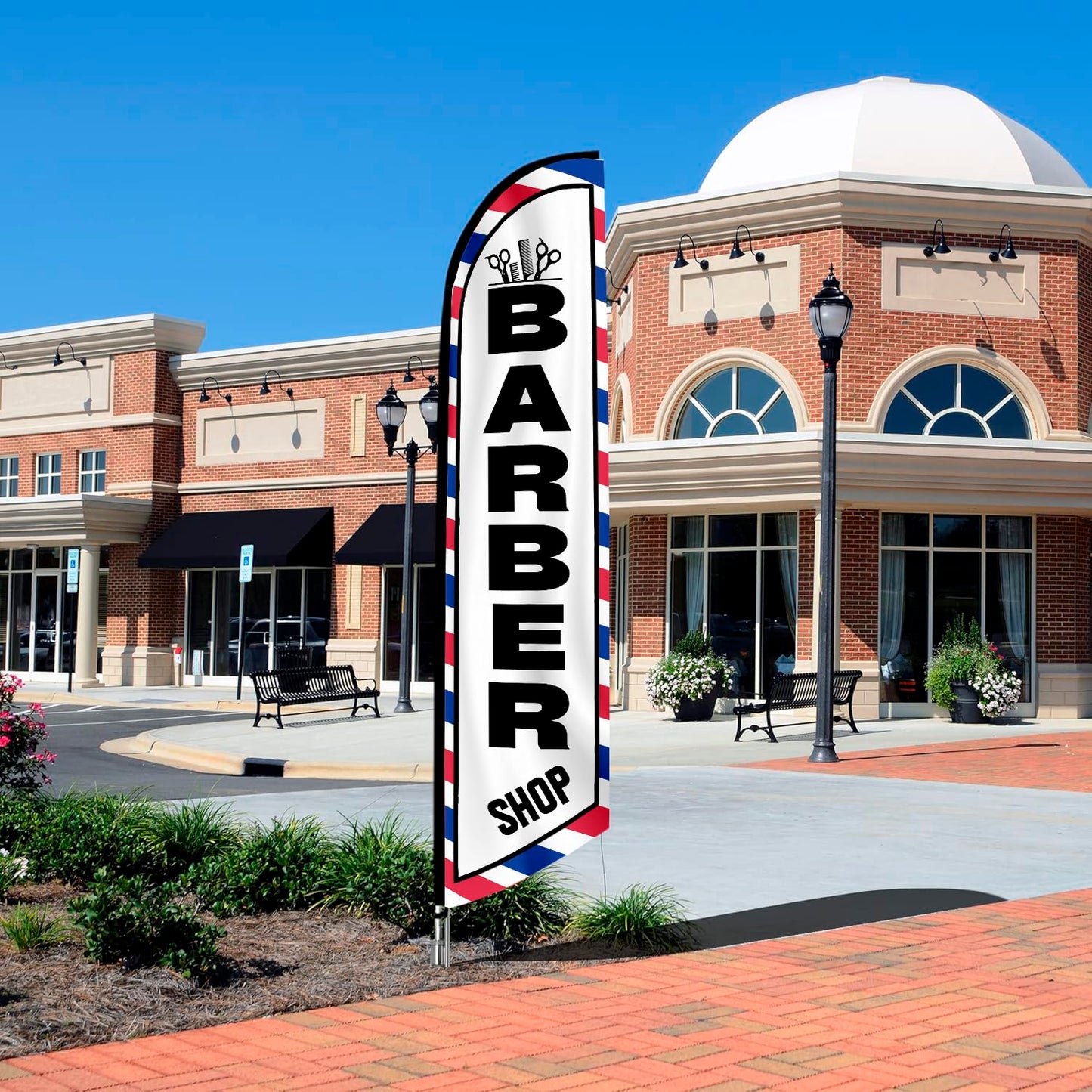 12x2.5 Feet Tall Feather Flags "Barber Shop" - Advertising Replacement Feather Banner - Single Sided Feathers Banners Barber Themed - Advertising Flag with Polyester - Flagpole is Not Included