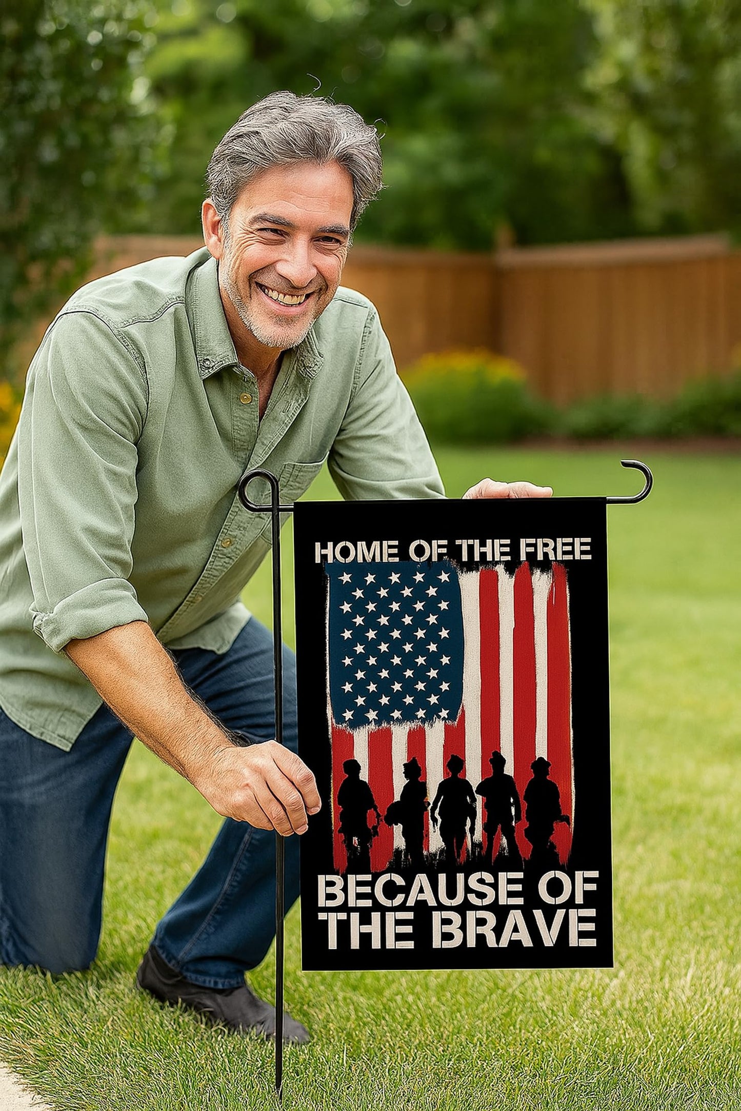 28x40 Inch Double Sided Summer Garden Flag - Memorial Day Yard Flag - Seasonal Large Outdoor Garden Flags of Burlap - Veteran USA flag 4th of July Independence Day - Yard Decorations