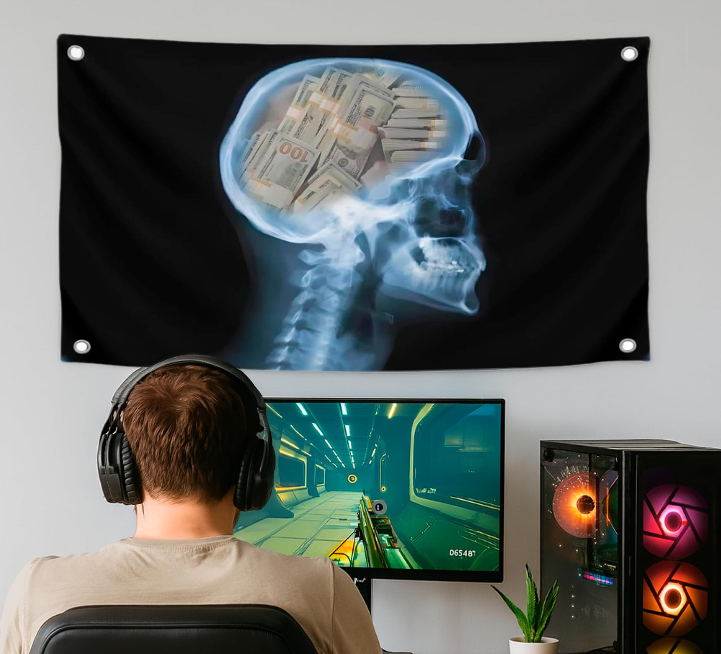 3x5 Feet Polyester Flag Billionaire Lifestyle with Four Brass Grommets - Funny Banner with Money Instead of Brains - Tapestry Men Outdoor or Indoor Flag - Cool Wall Decoration for College Room