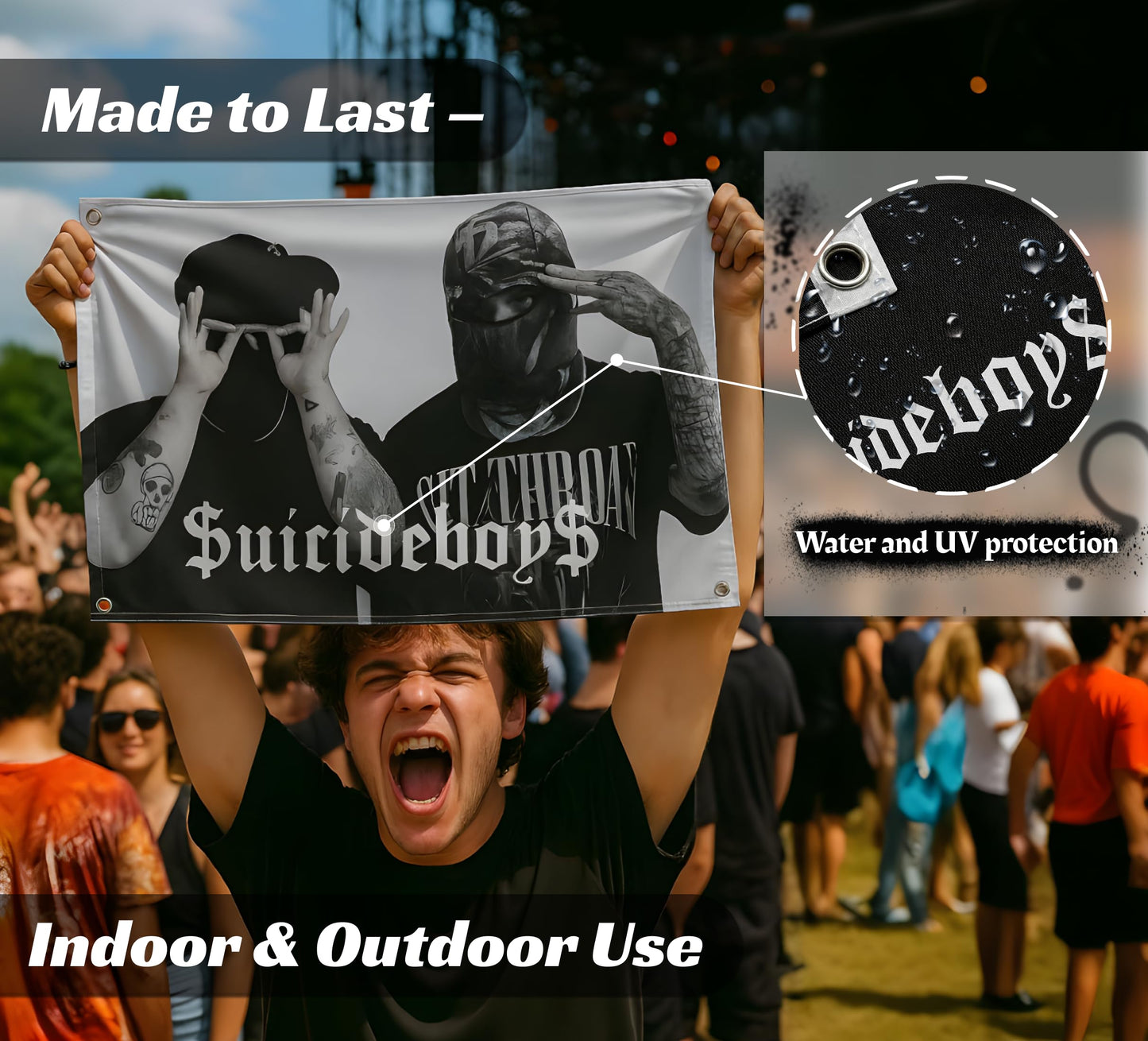 LUIVU 3x5 Feet Polyester Suicide Music Boys Single Sided Flag with 4 Brass Grommets - America Pop Singer Banner - Wall Tapestry Poster Signs Decor for Bedroom or College - American Music 2024 Flags