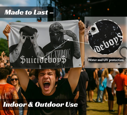 LUIVU 3x5 Feet Polyester Suicide Music Boys Single Sided Flag with 4 Brass Grommets - America Pop Singer Banner - Wall Tapestry Poster Signs Decor for Bedroom or College - American Music 2024 Flags