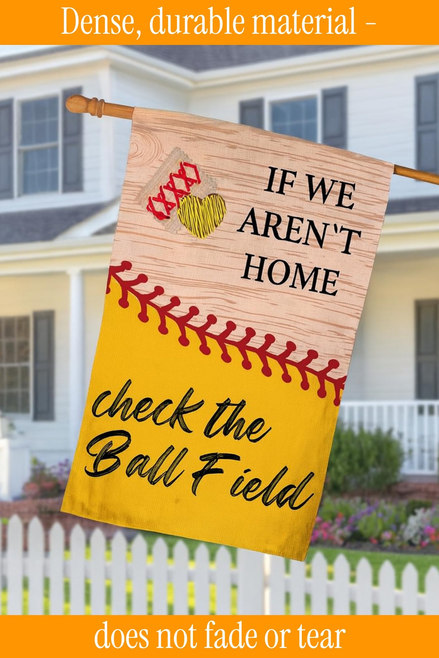 12x18 Inches If We Aren't Here Check The Ball Field Polyester Flags - Baseball Sport Garden Flag - Outdoor or Indoor Farmhouse Decorations Double Sided Printing - Funny Gift for Baseball Lovers