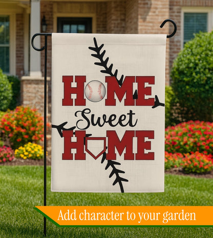 Double Sided Summer and Spring Garden Flag - Baseball Home Sweet Home House Flag - Seasonal Large Outdoor Yard Flags of Burlap - Bat Ball Sport Flag Burlap Yard Outdoor Decorative