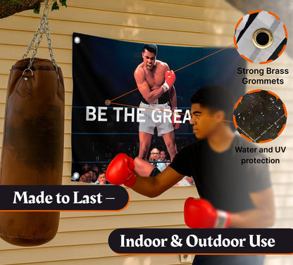 Be the Greatest Flag - Motivational Gym Flag 3x5 Feet with Four Brass Grommets - Home Wall Posters for Guys and Man - Muhammad Ali Cool Motivation Banners Decorations Outdoors or Indoors for Boys