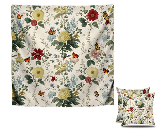 Set of 2 Decorative Throw Spring Pillow Covers 18x18 Inches - Sage Green Wild Flower Plant Throw Pillows Case - Seasonal Floral Decorative Square in Linen - Farmhouse Decor Cushion Covers for Home