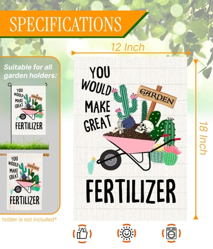 12x18 Iches You Would Make Great Fertilizer Polyester Flag - Double Sided Holiday Outdoor Farmhouse Lawn Decor Skeletons Flags - Dinosaur Skeleton Yard Flag - Fall Outdoor or Indoor Decoration