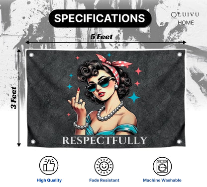 3х5 Ft Humorous Polyester Flag Respectfully with Four Brass Grommets - Poster for Confidence and Goal Oriented People - Good Solution for Home Interior - Creative Banners for your Premises and Offices