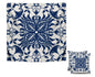 Set of 2 Decorative Throw Pillow Covers 18x18 Inches - Navy Blue Boho Pillow Covers - Bohemian Ethnic Carpet Pattern Design - Decorative Throw Pillows in Linen Blue Print Farmhouse