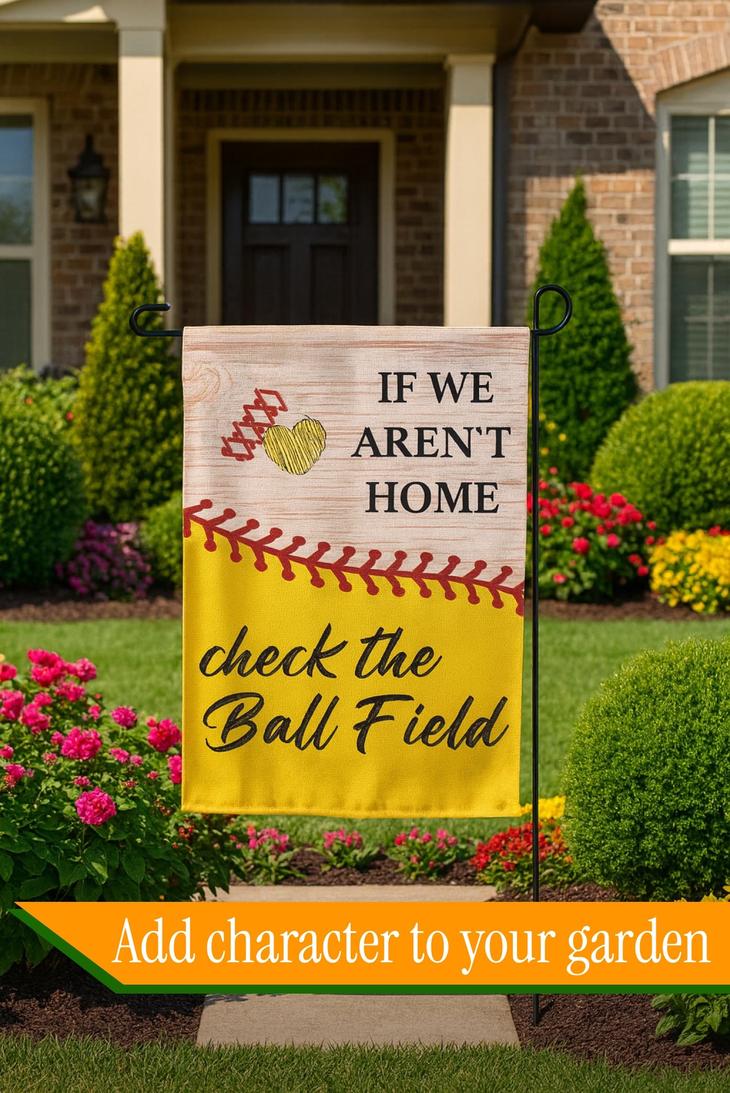 12x18 Inches If We Aren't Here Check The Ball Field Polyester Flags - Baseball Sport Garden Flag - Outdoor or Indoor Farmhouse Decorations Double Sided Printing - Funny Gift for Baseball Lovers