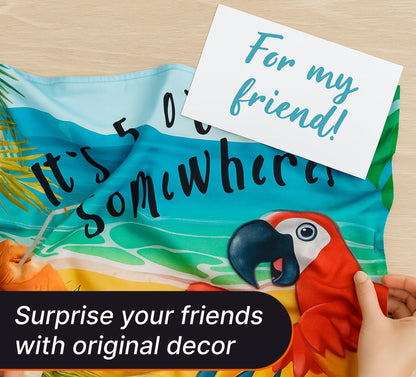 12x18 Inches It's 5 o'Clock Somewhere Polyester Flag - Double Sided Five O'clock Flags with Two Brass Grommets - Tropical Summer Beach Drinking