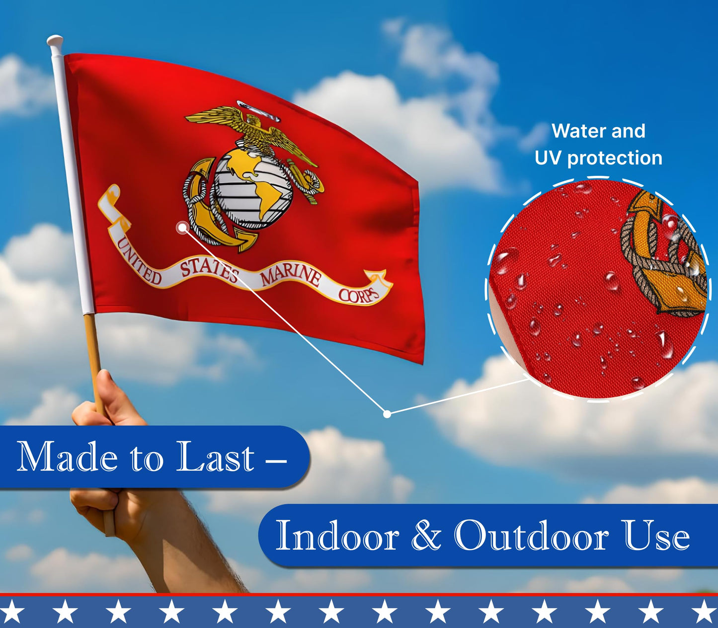 Set of 6 Military Branch Armed Forces Service Miniature Flag - 10X15 CM American Flag Banners for Desk Set - Polyester Small Mini Military Stick Flags - Party Events Celebration Decorations Supplies