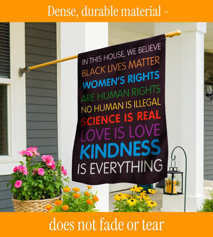 12x18 Inch Double Sided In This House We Believe Garden Polyester Flags - Black Lives Matter Vertical Garden Flag Science Is Real - Protest Banner for Outdoor House Yard Outside Garden Decor