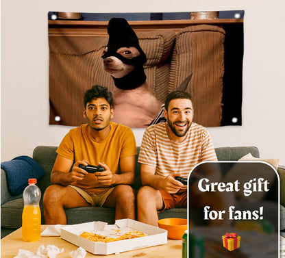 3x5 ft Dog Bandana Meme Banner, Flag with Four Brass Grommets