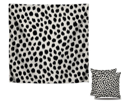 Set of 2 Decorative Throw Pillow Covers 18x18 Inches - Black and Cream Polka Dot Pillow Covers - Throw Pillows Boho Design Brush Strokes Decorative - Pillowcase Square Cushion Cover in Linen