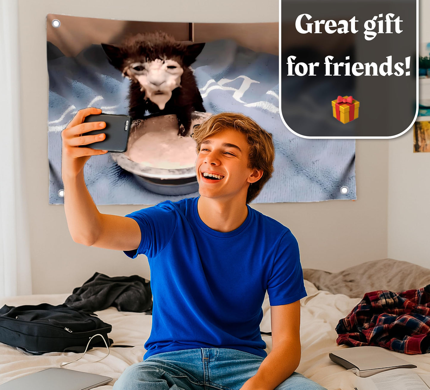 3×5 ft Funny Kitten in Sour Cream Meme Banner Flag