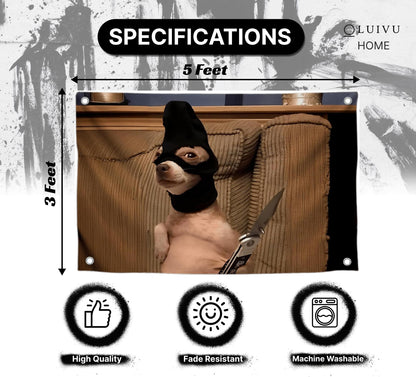 3x5 ft Dog Bandana Meme Banner, Flag with Four Brass Grommets