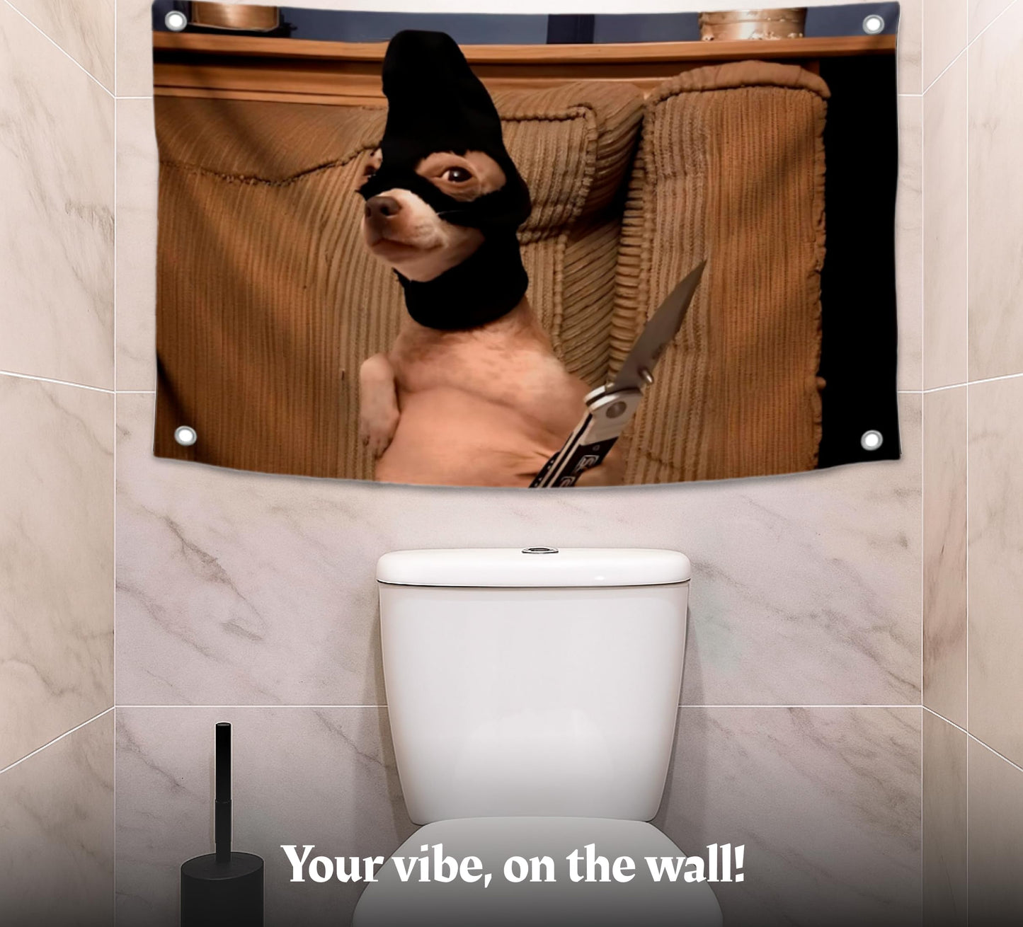 3x5 ft Dog Bandana Meme Banner, Flag with Four Brass Grommets