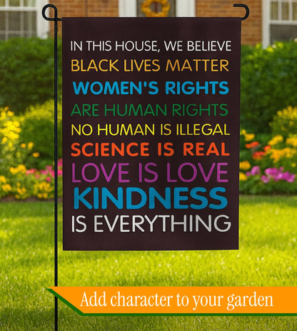 12x18 Inch Double Sided In This House We Believe Garden Polyester Flags - Black Lives Matter Vertical Garden Flag Science Is Real - Protest Banner for Outdoor House Yard Outside Garden Decor