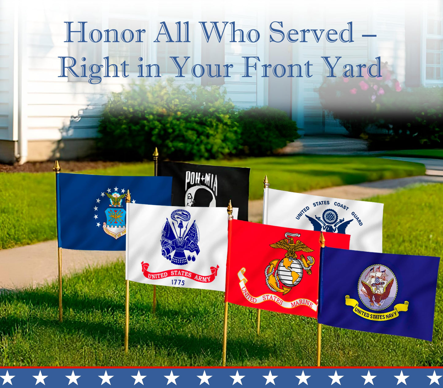 Set of 6 Military 5 Branches Army Navy Marines Air Force Coast Guard and Pow Mia Stick Flag 12x18 inch - Army Polyester Flags Set Space Force - Licensed Armed Forces Flag for Memorial Day