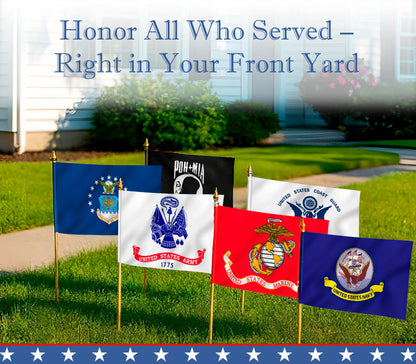 Set of 6 Military 5 Branches Army Navy Marines Air Force Coast Guard and Pow Mia Stick Flag 12x18 inch - Army Polyester Flags Set Space Force - Licensed Armed Forces Flag for Memorial Day